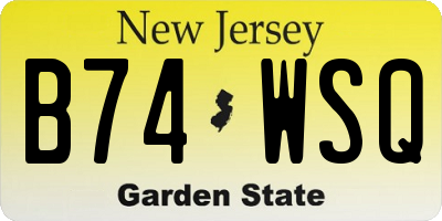 NJ license plate B74WSQ