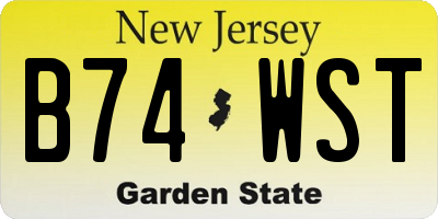 NJ license plate B74WST