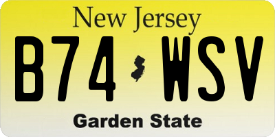 NJ license plate B74WSV
