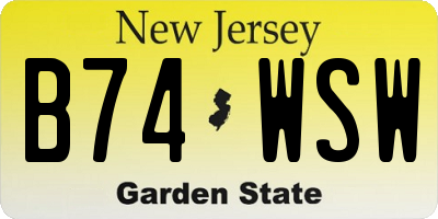 NJ license plate B74WSW