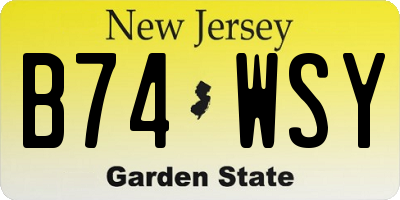 NJ license plate B74WSY