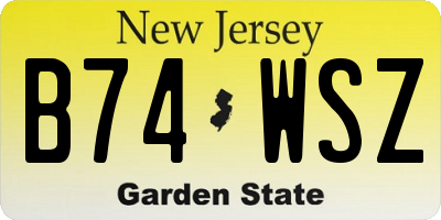 NJ license plate B74WSZ