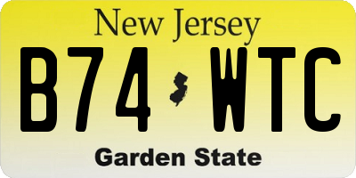 NJ license plate B74WTC