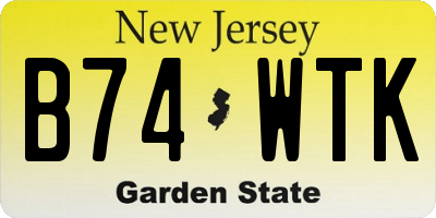 NJ license plate B74WTK