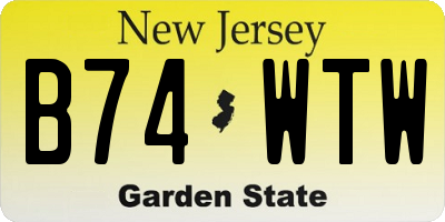 NJ license plate B74WTW