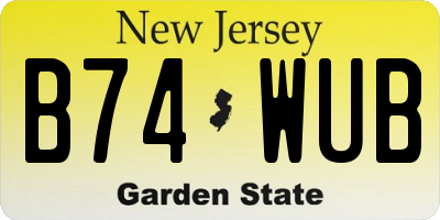 NJ license plate B74WUB