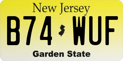 NJ license plate B74WUF
