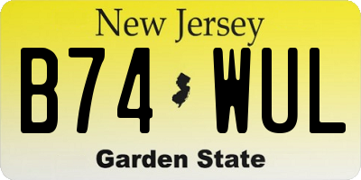 NJ license plate B74WUL
