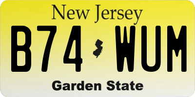 NJ license plate B74WUM