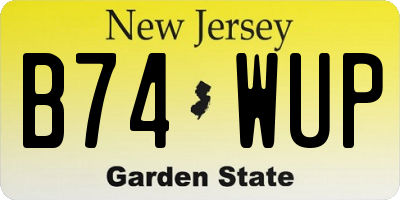 NJ license plate B74WUP