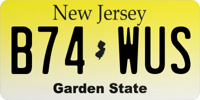 NJ license plate B74WUS