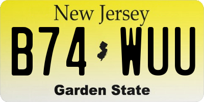 NJ license plate B74WUU