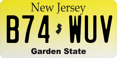 NJ license plate B74WUV
