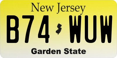 NJ license plate B74WUW