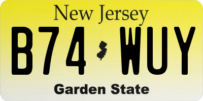 NJ license plate B74WUY