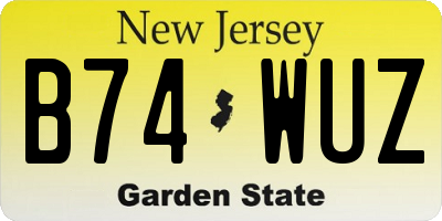 NJ license plate B74WUZ