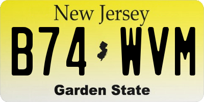 NJ license plate B74WVM
