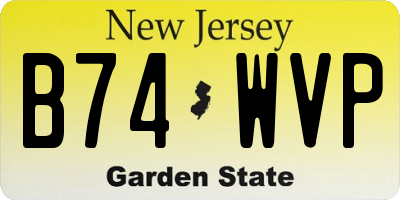 NJ license plate B74WVP
