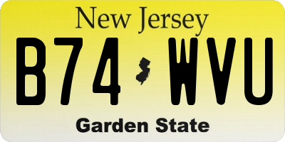 NJ license plate B74WVU