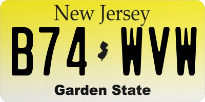 NJ license plate B74WVW