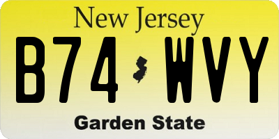 NJ license plate B74WVY