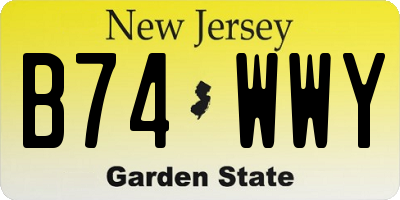 NJ license plate B74WWY