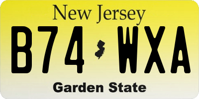 NJ license plate B74WXA