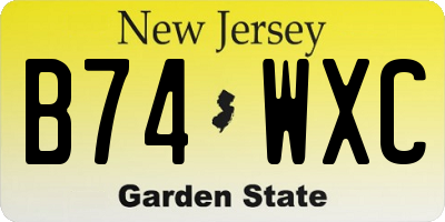NJ license plate B74WXC