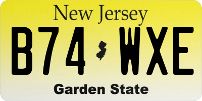 NJ license plate B74WXE
