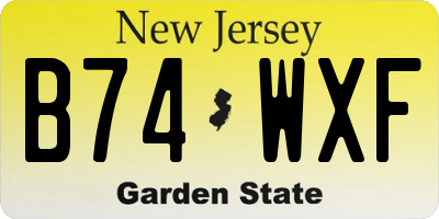 NJ license plate B74WXF