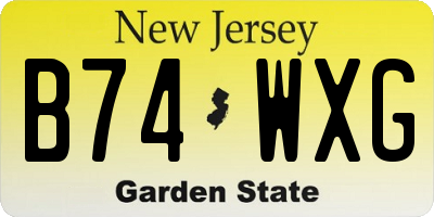 NJ license plate B74WXG
