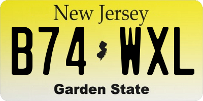NJ license plate B74WXL