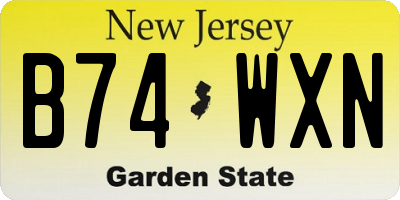 NJ license plate B74WXN