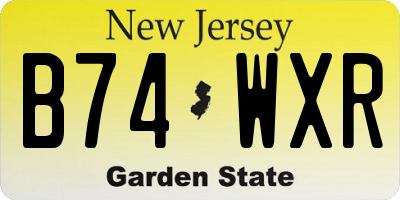 NJ license plate B74WXR