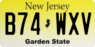 NJ license plate B74WXV