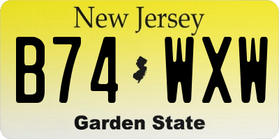 NJ license plate B74WXW