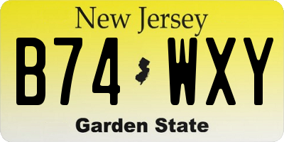 NJ license plate B74WXY
