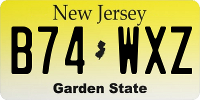 NJ license plate B74WXZ