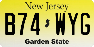 NJ license plate B74WYG