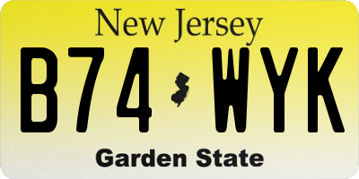 NJ license plate B74WYK