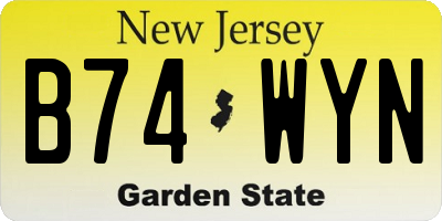 NJ license plate B74WYN