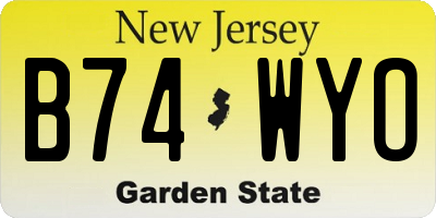 NJ license plate B74WYO