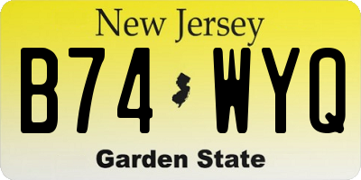 NJ license plate B74WYQ