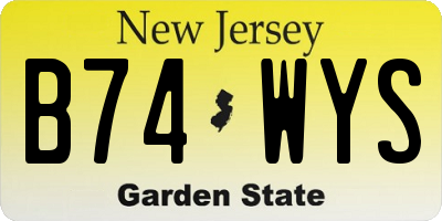 NJ license plate B74WYS
