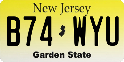 NJ license plate B74WYU