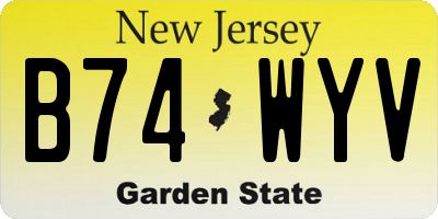 NJ license plate B74WYV