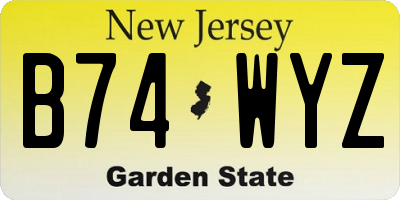 NJ license plate B74WYZ