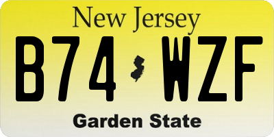 NJ license plate B74WZF