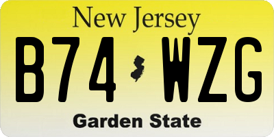 NJ license plate B74WZG