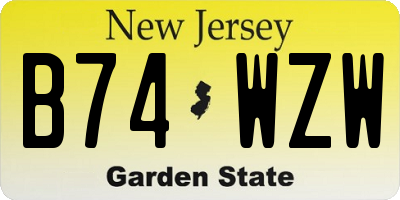 NJ license plate B74WZW
